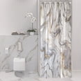 thumbnail image 1 of Small Stall Shower Curtain 36 x 72, Half Narrow Abstract Grey Gold Marble Shower Curtain, Modern Luxury Neutral Art Waterproof Fabric Shower Curtain for Bathroom Decor, 1 of 5