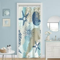 Small Stall Shower Curtain 36 x 72 Inch, Half Narrow Beach Ocean Themed Shower Curtain, Summer Tropical Seashell Starfish Coral Nautical Coastal Shower Curtains for Bathroom, Teal Blue