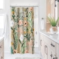 thumbnail image 1 of Small Stall Shower Curtain 36 x 72 Inch, Half Narrow Boho Floral Shower Curtain for Bathroom, Tropical Leaves Flower Plant Cute Fabric Shower Curtain Set with Hooks, Beige, 1 of 6