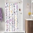 thumbnail image 1 of Small Stall Shower Curtain 36 x 72 Inch, Half Narrow Purple Yellow Floral Shower Curtain for Bathroom, Watercolor Flower Butterfly Fabric Shower Curtain Set with Hooks, 1 of 6
