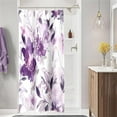 thumbnail image 1 of Small Stall Shower Curtain 36 x 72 Inch, Half Narrow Watercolor Floral Fabric Shower Curtain, Modern Abstract Purple Flower Bathroom Shower Curtain Set with Hooks, 1 of 6