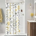 thumbnail image 1 of Small Stall Shower Curtain 36 x 72 Inch, Half Narrow Yellow Grey Floral Shower Curtain for Bathroom, Watercolor Flower Butterfly Fabric Shower Curtain Set with Hooks, 1 of 6