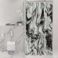 thumbnail image 1 of Small Stall Shower Curtain 36 x 72, Narrow Half Abstract Marble Shower Curtain for Bathroom, Black and White Modern Waterproof Fabric Shower Curtain Set with Hooks, 1 of 6