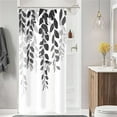 thumbnail image 1 of Small Stall Shower Curtain 36 x 72, Narrow Half Black White Eucalyptus Fabric Shower Curtain, Watercolor Leaves on The Top Floral Botanical Decorative Bathroom Shower Curtain Set with Hooks, 1 of 6
