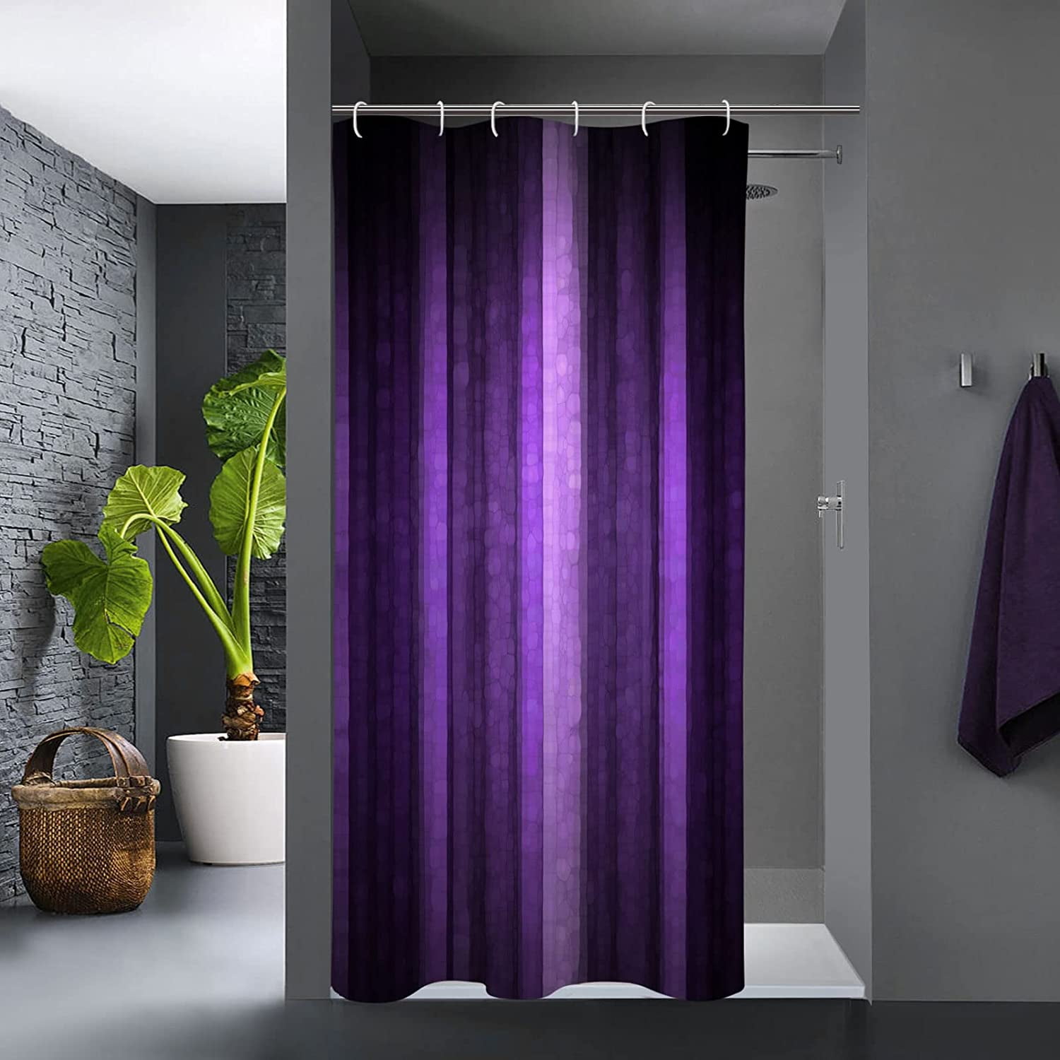 Small Stall Shower Curtain 36 x 72, Narrow Half Purple Shower Curtains