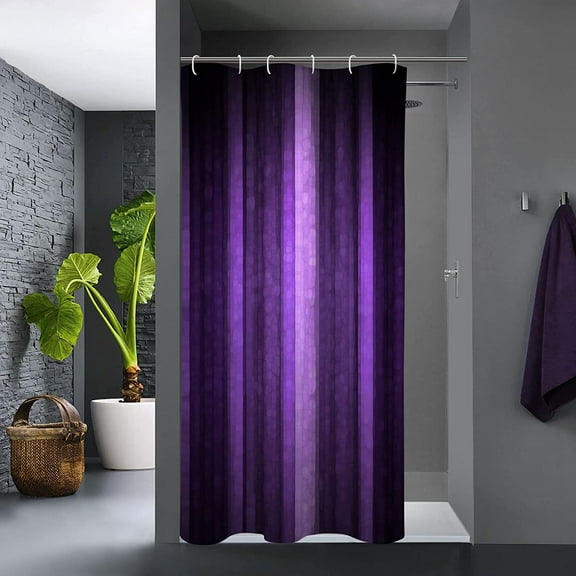 Small Stall Shower Curtain 36 x 72, Narrow Half Purple Shower Curtains for Bathroom, Neon Purple Ombre Abstract Modern Elegant Striped Art Bath Waterproof Fabric for Shower Curtain Liner