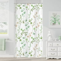 Small Stall Shower Curtain 36 x 72, Narrow Half Watercolor Floral Fabric Shower Curtain for Bathroom, Sage Green Butterfly Flower Waterproof Shower Curtain Set