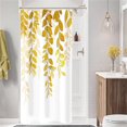 thumbnail image 1 of Small Stall Shower Curtain 36 x 72, Narrow Half Yellow Eucalyptus Fabric Shower Curtain, Watercolor Leaves on The Top Floral Botanical Decorative Bathroom Shower Curtain Set with Hooks, 1 of 6