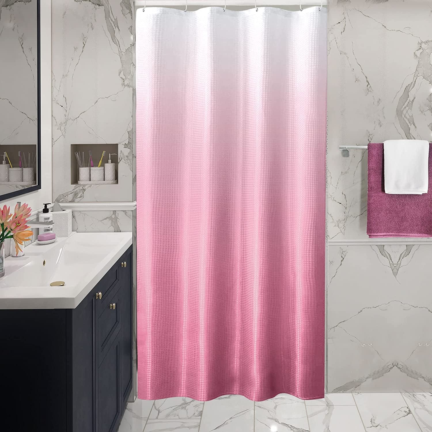 Small Stall Shower Curtain 36 x 72, Narrow Pink Ombre Shower Curtain