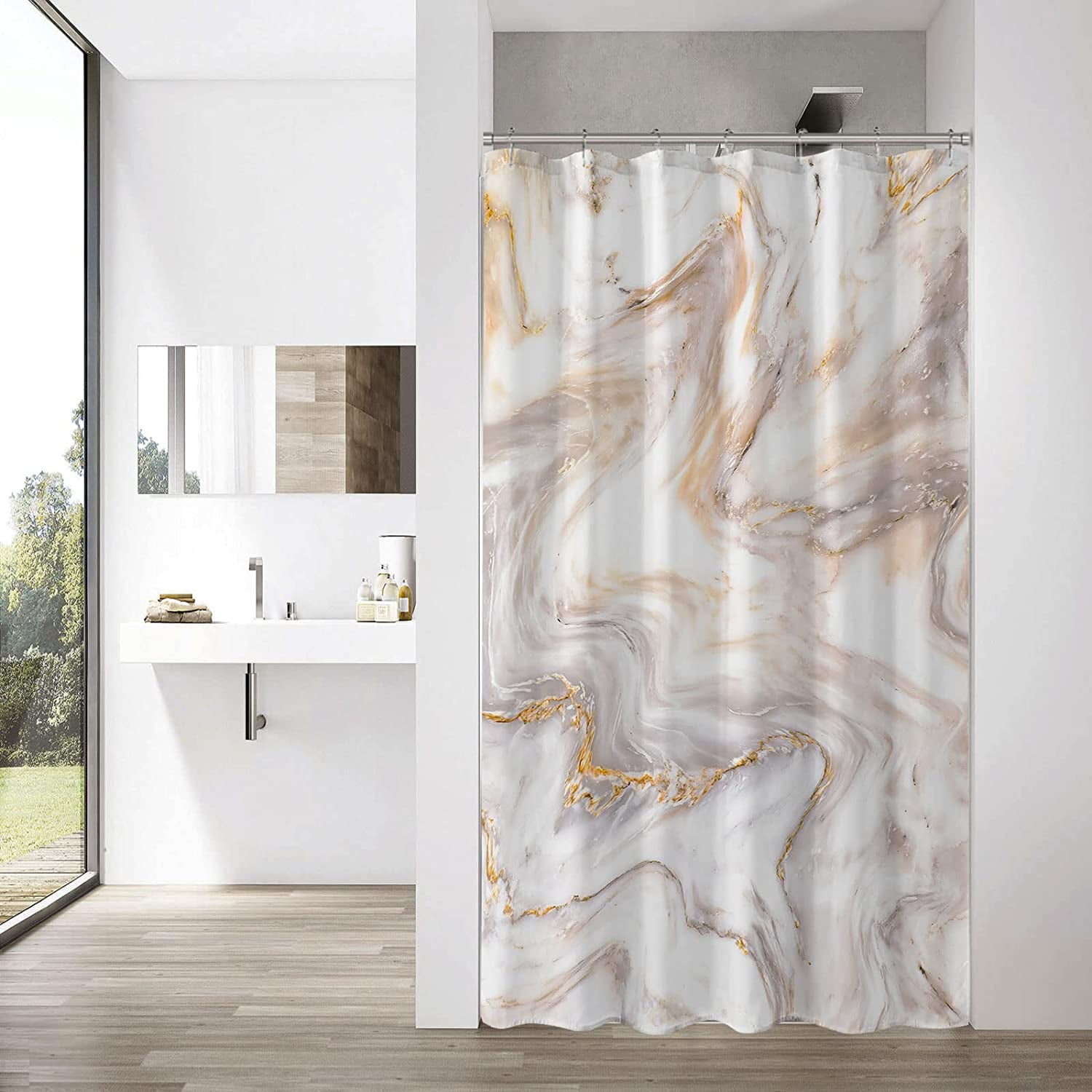 Small Stall Shower Curtain 36 x 72 Rose Gold Marble Half Size Shower Curtain Modern Abstract Narrow Shower Curtain for Bathroom Decor 36 inch Fabric Shower Curtain Set with Hooks Walmart
