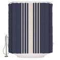 thumbnail image 1 of Small Stall Shower Curtain 36x72 Inch Narrow Half Size Beige Striped Bath Curtains Bathroom Decor Midnight Blue Geometric Simple Retro Waterproof Fabric Shower Curtain Set with Hooks 36 Inch, 1 of 6