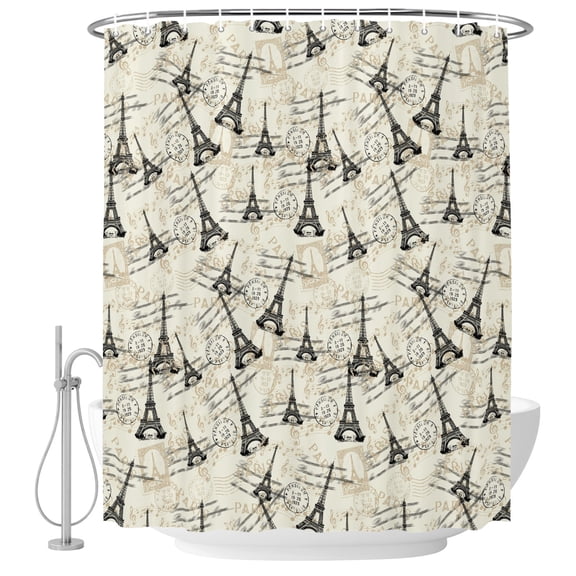 Small Stall Shower Curtain 36x72 Inch Narrow Half Size Beige Towers Bath Curtains Bathroom Decor, Modern Art Vintage Urban Industrial Waterproof Fabric Shower Curtain Set with Hooks 36 Inch