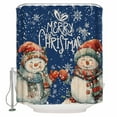 thumbnail image 1 of Small Stall Shower Curtain 36x72 Inch Narrow Half Size Blue Christmas Bath Curtains Bathroom Decor Xmas Snowman Snowflake Vintage Waterproof Fabric Shower Curtain Set with Hooks 36 Inch, 1 of 6
