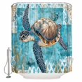thumbnail image 1 of Small Stall Shower Curtain 36x72 Inch Narrow Half Size Blue Green Coastal Bath Curtains Bathroom Decor Sea Turtle Ocean Retro Waterproof Fabric Shower Curtain Set with Hooks 36 Inch, 1 of 6