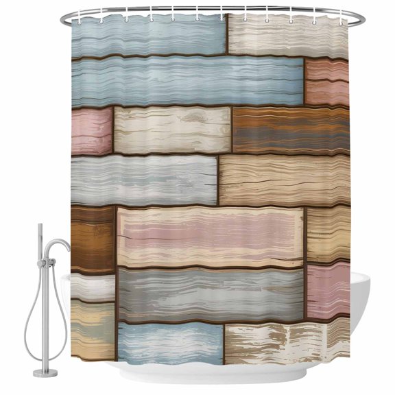 Small Stall Shower Curtain 36x72 Inch Narrow Half Size Brown Pink Vintage Bath Curtains Bathroom Decor, Retro Farmhouse Elegant Pastoral Waterproof Fabric Shower Curtain Set with Hooks 36 Inch