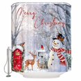 thumbnail image 1 of Small Stall Shower Curtain 36x72 Inch Narrow Half Size Christmas Bath Curtains Bathroom Decor Snowman Xmas Tree Snowflake White Waterproof Fabric Shower Curtain Set with Hooks 36 Inch, 1 of 6