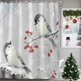 thumbnail image 1 of Small Stall Shower Curtain 36x72 Inch Narrow Half Size Christmas Birds Bath Curtains Bathroom Decor, Berry Branches Snowflake Xmas Grey Waterproof Fabric Shower Curtain Set with Hooks 36 Inch, 1 of 8