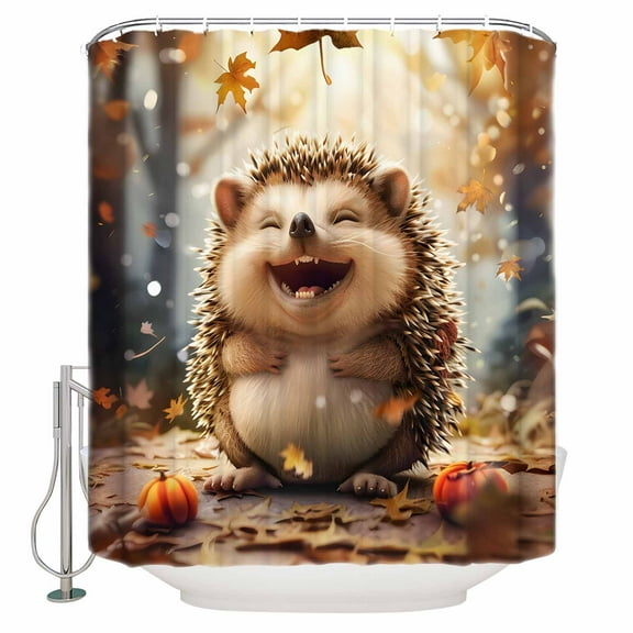 Small Stall Shower Curtain 36x72 Inch Narrow Half Size Fall Forest Animal Bath Curtains Bathroom Decor Vintage Autumn Pumpkins Maple Leaf Waterproof Fabric Shower Curtain Set with Hooks 36 Inch