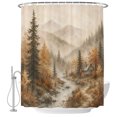 thumbnail image 1 of Small Stall Shower Curtain 36x72 Inch Narrow Half Size Fall Forest Bath Curtains Bathroom Decor, Autumn Vintage Pine Trees Cabins Mountains Waterproof Fabric Shower Curtain Set with Hooks 36 Inch, 1 of 7