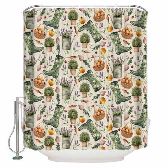 Small Stall Shower Curtain 36x72 Inch Narrow Half Size Farm Floral Bath Curtains Bathroom Decor Green Leaf Flower Botanical Fruit Farmhouse Waterproof Fabric Shower Curtain Set with Hooks 36 Inch