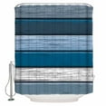thumbnail image 1 of Small Stall Shower Curtain 36x72 Inch Narrow Half Size Farmhouse Navy Blue Ombre Bath Curtains Bathroom Decor Country Vintage Wooden Waterproof Fabric Shower Curtain Set with Hooks 36 Inch, 1 of 6