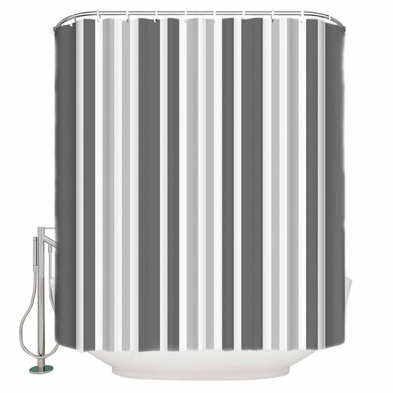Small Stall Shower Curtain 36x72 Inch Narrow Half Size Grey Stripe Bath Curtains Bathroom Decor Farmhouse Minimalist Striped Waterproof Fabric Shower Curtain Set with Hooks 36 Inch