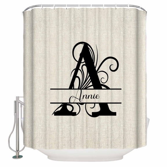 Small Stall Shower Curtain 36x72 Inch Narrow Half Size Letter A Bath Curtains Bathroom Decor Monogram Words Waterproof Fabric Shower Curtain Set with Hooks 36 Inch