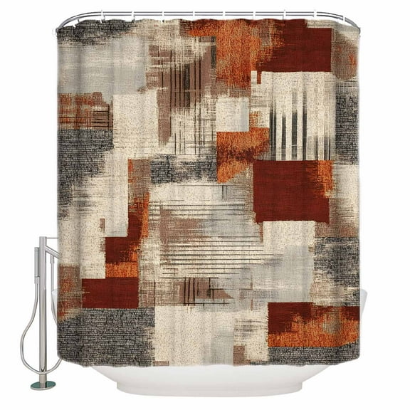Small Stall Shower Curtain 36x72 Inch Narrow Half Size Modern Style Bath Curtains Bathroom Decor Retro Village Oil Painted Smear Street Art Waterproof Fabric Shower Curtain Set with Hooks 36 Inch