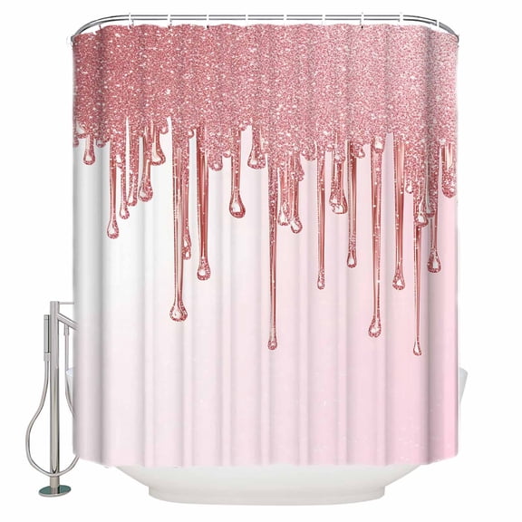 Small Stall Shower Curtain 36x72 Inch Narrow Half Size Pink Fluid Drips Bath Curtains Bathroom Decor Abstract Art Modern Glowing Waterproof Fabric Shower Curtain Set with Hooks 36 Inch