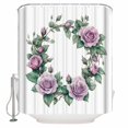thumbnail image 1 of Small Stall Shower Curtain 36x72 Inch Narrow Half Size Purple Rose Bath Curtains Bathroom Decor Flower Floral Spring Watercolor Green Leaf Waterproof Fabric Shower Curtain Set with Hooks 36 Inch, 1 of 6