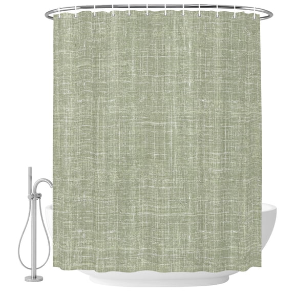 Small Stall Shower Curtain 36x72 Inch Narrow Half Size Sage Green Bath Curtains Bathroom Decor, Rustic Farmhouse Linen Texture Waterproof Fabric Shower Curtain Set with Hooks 36 Inch