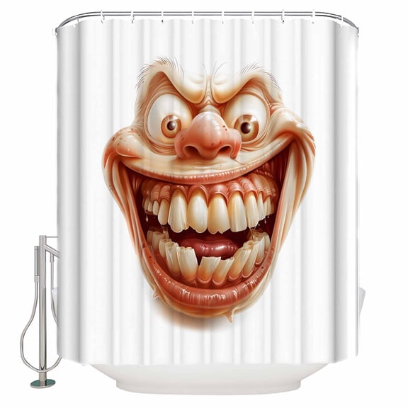 Small Stall Shower Curtain 36x72 Inch Narrow Half Size Smiling Face Bath Curtains Bathroom Decor Funny Chic Humor Human Minimalism Waterproof Fabric Shower Curtain Set with Hooks 36 Inch
