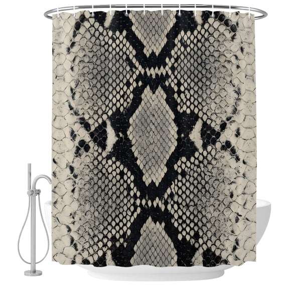 Small Stall Shower Curtain 36x72 Inch Narrow Half Size Snake Skin Bath Curtains Bathroom Decor, Wild Animal Pattern Ethnic Tribe Waterproof Fabric Shower Curtain Set with Hooks 36 Inch