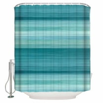 Small Stall Shower Curtain 36x72 Inch Narrow Half Size Teal Turquoise Aqua Ombre Bath Curtains Bathroom Decor Contemporary Abstract Lines Waterproof Fabric Shower Curtain Set with Hooks 36 Inch