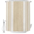 thumbnail image 1 of Small Stall Shower Curtain 36x72 Inch Narrow Half Size Vintage Cream Striped Bath Curtains Bathroom Decor, Farmhouse Modern Stripes Boho Linen Waterproof Fabric Shower Curtain Set with Hooks 36 Inch, 1 of 7