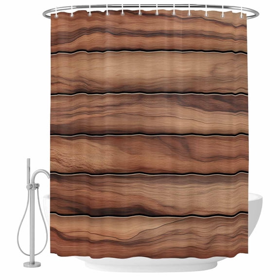 Small Stall Shower Curtain 36x72 Inch Narrow Half Size Western Barn Door Bath Curtains Bathroom Decor, Country Farmhouses Wooden Grain Brown Waterproof Fabric Shower Curtain Set with Hooks 36 Inch