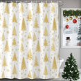 thumbnail image 1 of Small Stall Shower Curtain 36x72 Inch Narrow Half Size Yellow Christmas Tree Bath Curtains Bathroom Decor, Xmas Trees Snwoflake Winter Waterproof Fabric Shower Curtain Set with Hooks 36 Inch, 1 of 8