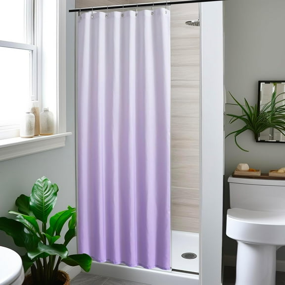 Small Stall Shower Curtain 36x72 inches Half Narrow Ombre Lilac Purple Fabric Shower Curtains for Bathroom Gradient Color Design Waterproof Modern Shower Curtain Set with Hooks Bathtub Decor