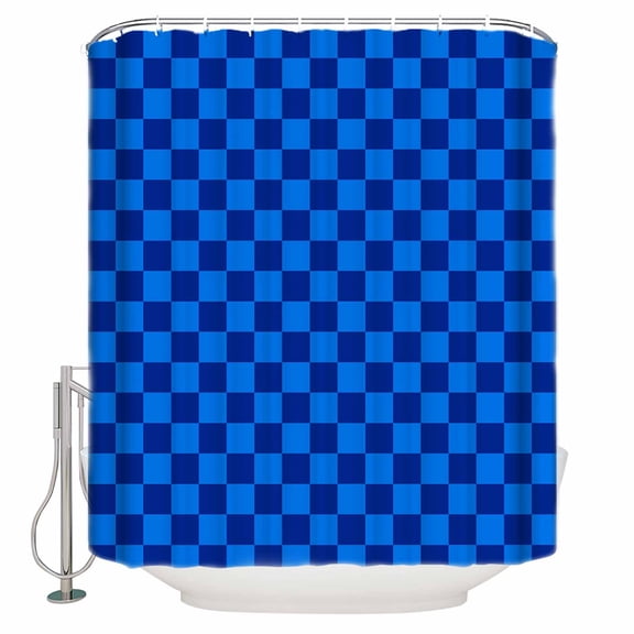 Small Stall Shower Curtain 36x78 Inch Narrow Half Size Blue Checkered Plaid Bath Curtains Bathroom Decor Farmhouse Buffalo Plaid Waterproof Fabric Shower Curtain Set with Hooks 36 Inch