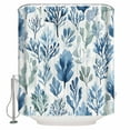thumbnail image 1 of Small Stall Shower Curtain 36x78 Inch Narrow Half Size Blue Green Botanical Art Bath Curtains Bathroom Decor Watercolor Leaf Elegant Pastoral Waterproof Fabric Shower Curtain Set with Hooks 36 Inch, 1 of 6