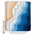 thumbnail image 1 of Small Stall Shower Curtain 36x78 Inch Narrow Half Size Blue Ocean Waves Bath Curtains Bathroom Decor Coastal Ombre Beach Abstract Aesthetic Waterproof Fabric Shower Curtain Set with Hooks 36 Inch, 1 of 6