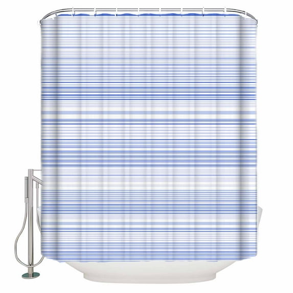 Small Stall Shower Curtain 36x78 Inch Narrow Half Size Blue Stripe Bath Curtains Bathroom Decor Abstract Art Modern Vertical Striped Waterproof Fabric Shower Curtain Set with Hooks 36 Inch