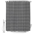 thumbnail image 1 of Small Stall Shower Curtain 36x78 Inch Narrow Half Size Buffalo Plaid Bath Curtains Bathroom Decor, Farmhouse Black White Checkered Vintage Rustic Fabric Shower Curtain Set with Hooks 36 Inch, 1 of 7