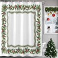 thumbnail image 1 of Small Stall Shower Curtain 36x78 Inch Narrow Half Size Christmas Bath Curtains Bathroom Decor, Xmas Green Pine Needles Rustic Berries Leaves Waterproof Fabric Shower Curtain Set with Hooks 36 Inch, 1 of 8