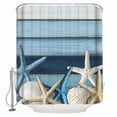 thumbnail image 1 of Small Stall Shower Curtain 36x78 Inch Narrow Half Size Coastal Starfish Bath Curtains Bathroom Decor Blue Wooden Grain Seashells Country Waterproof Fabric Shower Curtain Set with Hooks 36 Inch, 1 of 6
