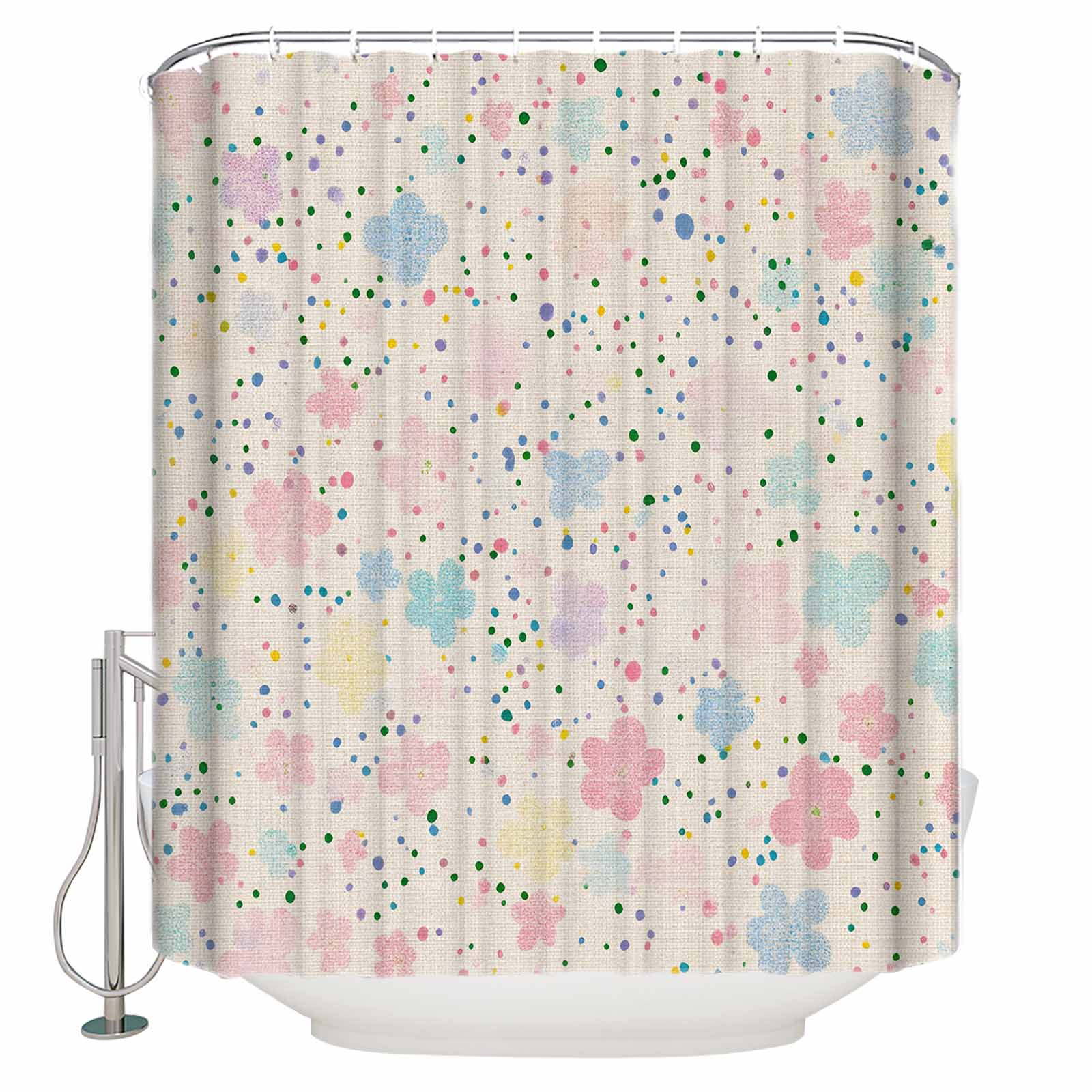 Small Stall Shower Curtain 36x78 Inch Narrow Half Size Colorful Flowers ...