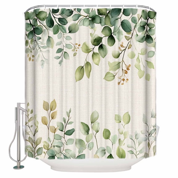 Small Stall Shower Curtain 36x78 Inch Narrow Half Size Eucalyptus Bath Curtains Bathroom Decor Rustic Chic Greenery Plant Round Weeping Leaf Waterproof Fabric Shower Curtain Set with Hooks 36 Inch