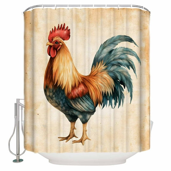 Small Stall Shower Curtain 36x78 Inch Narrow Half Size Farmhouse Rooster Bath Curtains Bathroom Decor Vintage Country Animals Print Waterproof Fabric Shower Curtain Set with Hooks 36 Inch