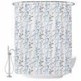 thumbnail image 1 of Small Stall Shower Curtain 36x78 Inch Narrow Half Size Light Blue Grey Botanical Bath Curtains Bathroom Decor, Spring Floral Summer Farmhouse Waterproof Fabric Shower Curtain Set with Hooks 36 Inch, 1 of 7