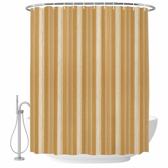 Small Stall Shower Curtain 36x78 Inch Narrow Half Size Orange Stripes Bath Curtains Bathroom Decor, Farmhouse Vertical Striped Vintage Waterproof Fabric Shower Curtain Set with Hooks 36 Inch